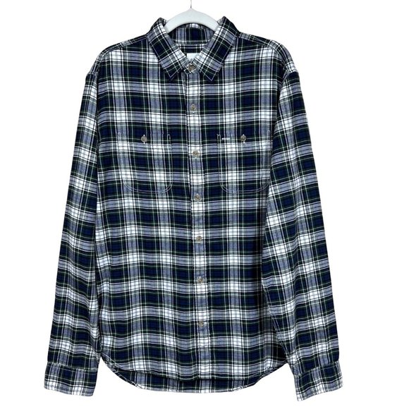 Gap Men’s Flannel Shirt Navy Plaid New Sample Medium - Picture 1 of 11